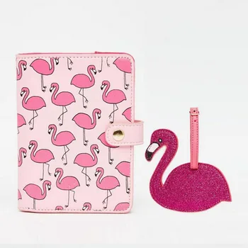 1 Комплект Блестящ Розов Червено Фламинго Птица Паспорта на Притежателя За Съхранение на Документи Wos Папка Чанта Мини чантата виси етикет Пътни Принадлежности Подарък