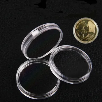 10шт 25 мм Прозрачен Кръгъл Фар В Опаковка Притежател На Монети пластмасови Капсули Кутия За Монети Витрини Монета Пластмасови Капсули За Съхранение на Притежателя