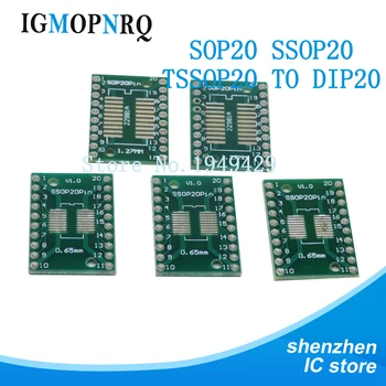 10ШТ TSSOP20 SSOP20 SOP20 SMD до DIP20 IC Адаптер Конвертор Гнездо Платка Модул Адаптери Плоча 0,65 мм 1,27 мм и да се Интегрират
