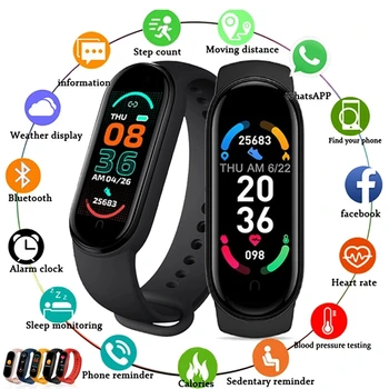 2021 M6 Умни Часовници За Жени За Мъжете Спортен Гривна Bluetooth Smartwatch На Сърдечния Ритъм Фитнес Проследяване За Xiaomi Apple Android Часовници