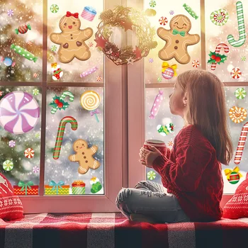 2022 Весела Коледа Стъклени Етикети Коледна Декорация За Дома Бонбони Електростатичен Стикери, Стикери За Коледна Украса На Прозорци