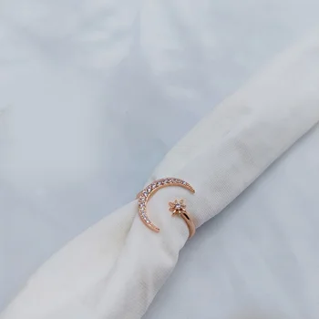 3шт микс цветове, ретро модата е Звезда Луната Откриването на пръстен за жени златен сребърен цвят Сватба парти бижута бохемски нарязани