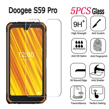 5 Бр. Закалено Стъкло За Doogee S59 Pro Защитно покритие Телефон За Doogee S59 Pro 9H 2.5 D Защитно Фолио За екрана