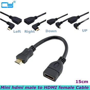 90-Градусов мини-HDMI-съвместим мъжки HDMI-съвместим женски конвертор OTG кабел 1080P, подходящ за цифров фотоапарат, видео камера