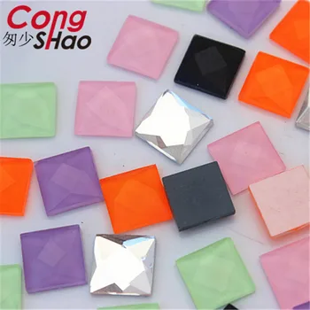 Cong Шао 100шт 10 мм Цветни висококачествени Желейные квадратни Стъклени Кристали, с фиксирана облегалка камъни и кристали за направи си САМ Сватбена рокля CS280