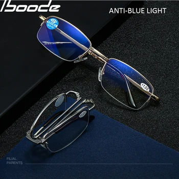 iboode Против blue-ray Сгъваеми Очила За Четене Мъжки И Дамски Очила С Метално Покритие Диоптрийные Оптични Компютърни Очила Vintage слънчеви Очила