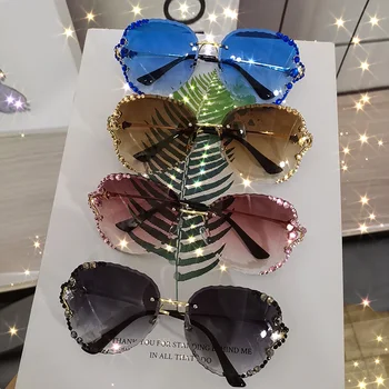 KAMMPT Луксозни Модни Очила Дамски 2021 Извънгабаритни Vintage Слънчеви Очила С Кристали Слънчеви Очила Нюанси за Жени