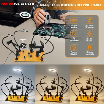 NEWACALOX Магнитен Държач Печатна платка Третата Ръка Инструмент За Запояване на Топлинна Оръдие Поставка Ръце Помощ Занаяти жена, възраст Работилница Заваръчен Станция