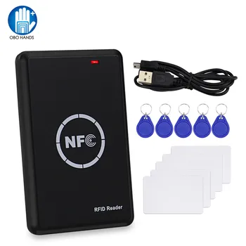 NFC Четец за смарт карти Писател RFID Копирна машина/Машина 125 khz 13,56 Mhz USB Програмист Ключодържатели лична карта IC EM UID EM4305 T5577 Етикет