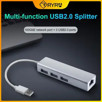 RYRA USB Type C до Ethernet Адаптер RJ-45 Ключ 3 Порта USB 3.0 Hub 2,0 Данни За Преносим компютър Mac, iOS и Android