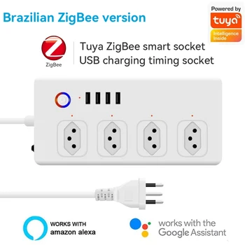 Sasha Smart WiFi/Zigbee Ключове, щепсели Power Strip Стандарт на ЕС с 4 розетки и 4 USB порта на Приложението Гласов Контрол, Работа С Алекса Google Home