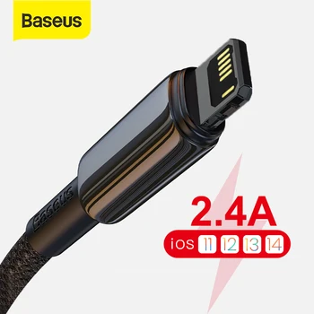 USB кабел Baseus 2.4 A За iPhone 13 12 11 Pro XS Max XR X 8 7 Кабел За бързо зареждане и Трансфер на данни За iPad Mini Air Кабели за мобилни телефони