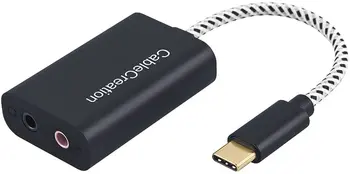 Адаптер за микрофон USB-C, външна стереофоническая звукова карта Type C с аудиоразъемом 3,5 мм, съвместими с Windows, за MacBook Pro, iPad