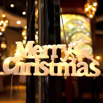 Весели Коледни Писма Led Светлини, Висящи Лампи за Коледно Декориране на Дома Лампа за Стаята Декори Коледни Вечерни Украса