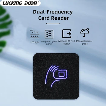 Водоустойчив RFID Двухчастотный четец на карти поддържа 125 khz и 13,56 Mhz Wiegand 26/34 Изход за Управление на достъпа Ultra Slim