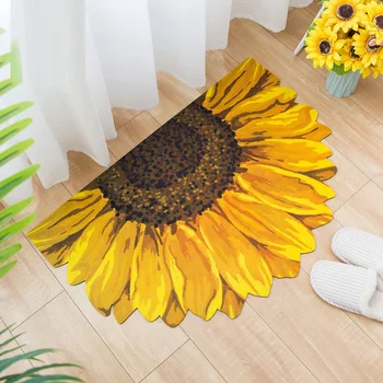 Входната гума творчески слънчоглед, различни подложки за крака във формата на цвете, абсорбиращи нескользящие постелки за баня, кратък velvet врата мат