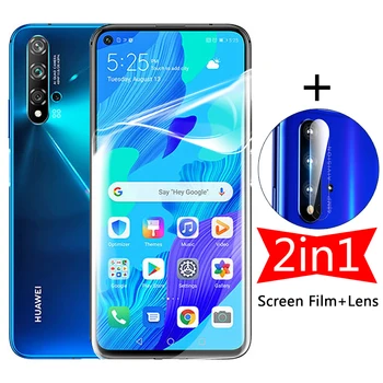 Гидрогелевая Филм За Huawei Honor 7A 7C 8X 9X 9 10 20 Lite 10i 20S 30 Pro P smart 2019 Nova 5T Защитно фолио за екрана + Обектив на камерата