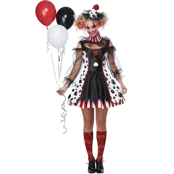 Жените Зъл Клоун, Смешник Костюми Cosplay Жена Хелоуин Карнавал Пурим Забавно Парти Обличане Възрастни Жени Униформи