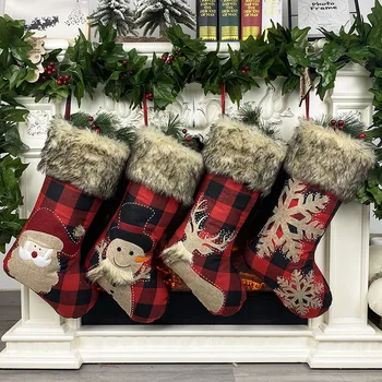 Коледен Отглеждане На Лен Дядо Коледа, Снежен Човек Лосове Коледни Чорапи Коледно Дърво Декорация Декор Подарък Пакети Нова Година 2023