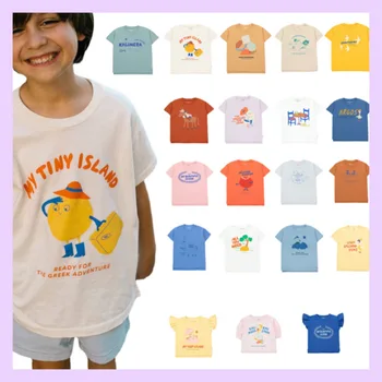 Летни Марковите тениски INS Bebes с Къс ръкав за Малки деца, Тениски с Анимационни Принтом, Детски Тениски, Блузи За Момичета и Момчета, Детски Дрехи, Халат за баня