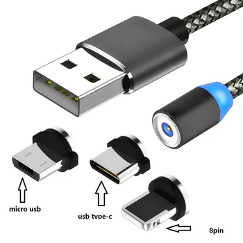 Магнитен Кабел Micro USB Type C Кабел За Samsung iPhone 7 6 Зарядно Устройство за Бърз Магнитен кабел USB с Кабел Кабели Адаптер