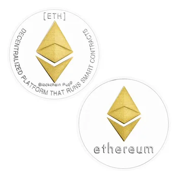 Монета Ethereum 40 мм Криптомонеты ETH Физическа Криптовалюта със сребърно покритие Сувенири и Подаръци, Украшения за Дома Интериор на Стаята