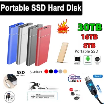 На външния Мобилен Твърд диск USB3.1 Високоскоростен Твърд Диск на Преносим M. 2 SSD 2T 8T 60T за Лаптоп, Мобилен Твърд Диск HDD Memory Stick