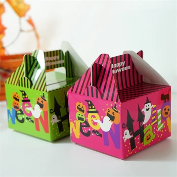 Нов Щастлив Хелоуин Тематично Бижу Кутия шоколадови Бонбони Детска Празнична Чанта Ужас Чанта Тиква с Бисквити Опаковане на Подарък Кутия С 10 бр. Ръчно