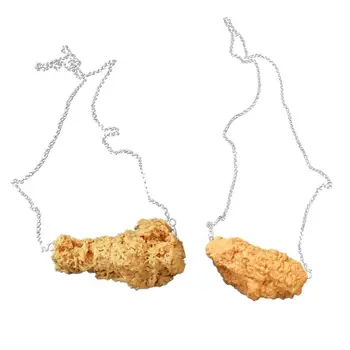 Пилешки Медальон Творчески Декоративен Външен Вид Жълт Забавен Hanmade Имитация на Храна Пилешки Крак в тона Дрехи