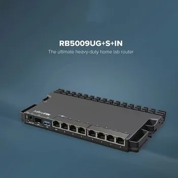 Подходящ за MikroTik рутер RB5009UG+S +IN POE от корпоративен клас с 10 Гигабитным 9-пристанищен интелектуален 48-вольтовым кабелен източник на захранване POE