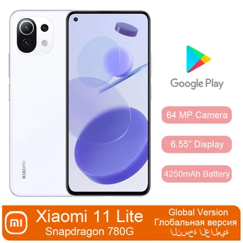 Смартфон Xiaomi Mi 11 Lite дюйм6.55 5G 6/8 + GB 128 GB Батерия 4250 ма Snapdragon 780G 64MP NFC AMOLED цял екран