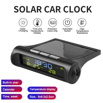 Цифров часовник колата поглед ГУМИТЕ слънчеви с дисплей на температурата в колата датата на време LCD за на открито лична украса част на автомобила