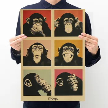 Шимпанзетата са Моите принципи Крафт-Хартия Плакат Стая Спалня Монтиране на Украса Модел на Ядрото 50,5x35 см